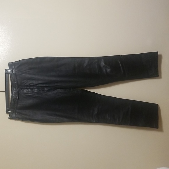 Excelled Women's 100% Genuine Leather Y2K Black Grungecore Biker Pants Size 10R - Picture 1 of 10